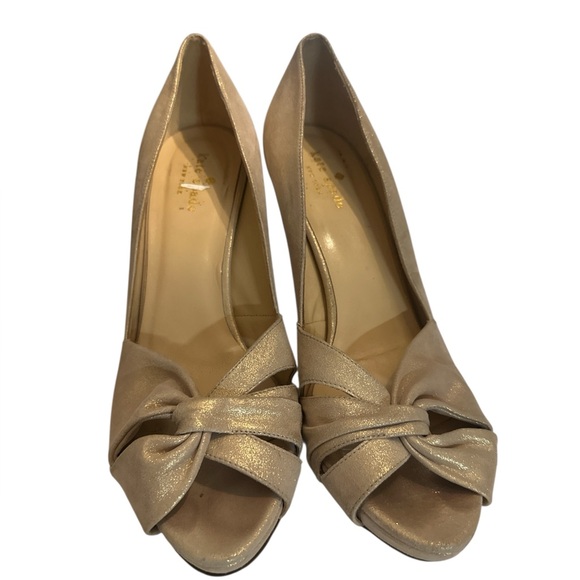 Kate Spade Shimmering Gold Knot Heels - Picture 1 of 9